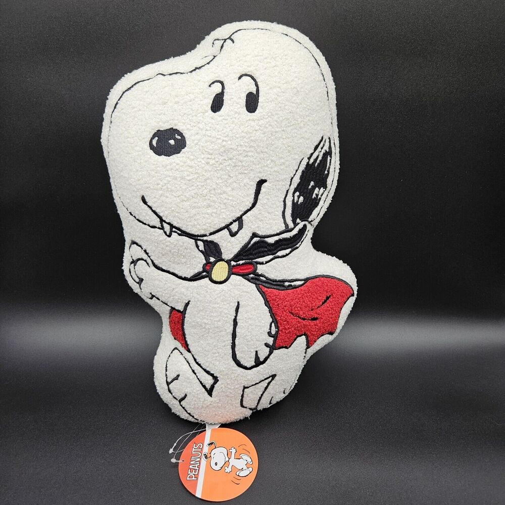 Peanuts Halloween Snoopy Vampire 17" Sherpa Fleece Plush Character Pillow Ivory